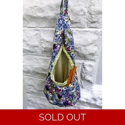 Lilac Floral Wigwam Peg Bag, Lined Cotton Storage Bag for Pegs, handmade in Yorkshire